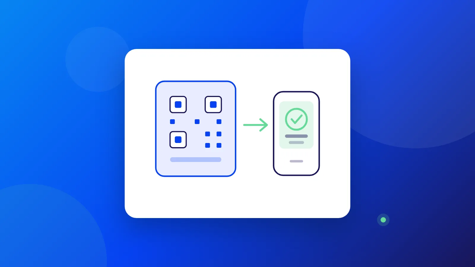 Ilustración de un código QR y un celular con la confirmación del pago en verde