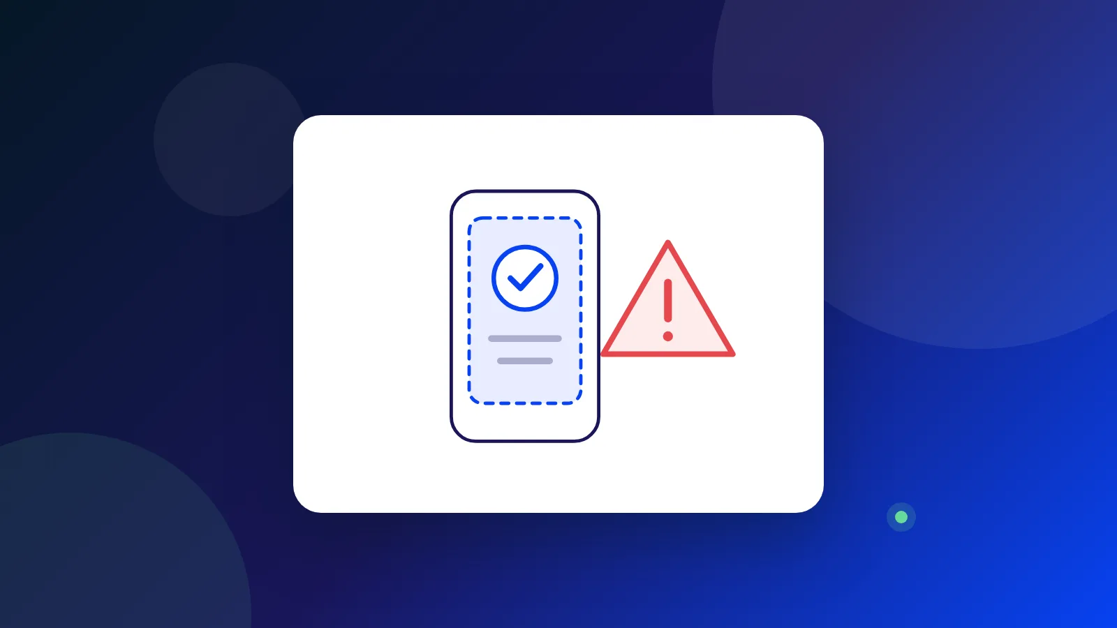 Ilustración de un celular con una pantalla de pago falsa marcada con una alerta
