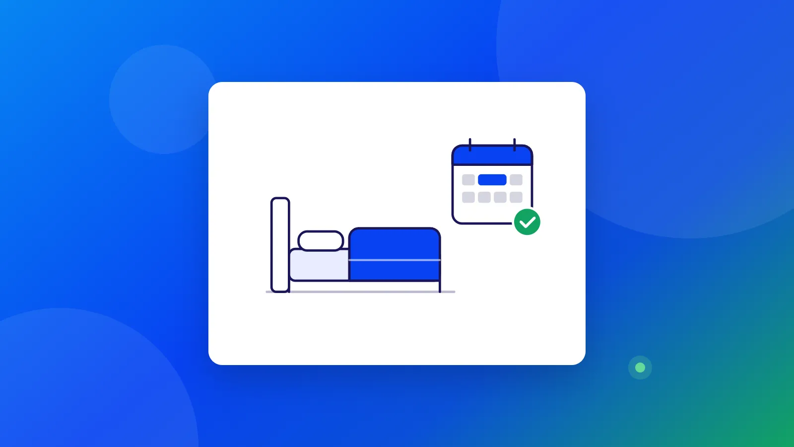 Ilustración de una cama de hotel y un calendario con las noches de la reserva pagadas